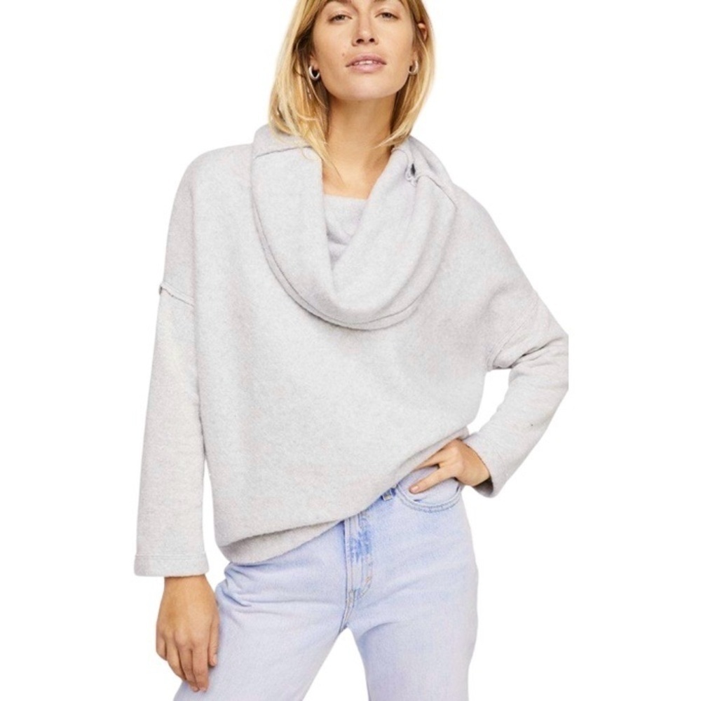 Free People | Huntington Oversized Pullover Sweater Light Grey Size XS